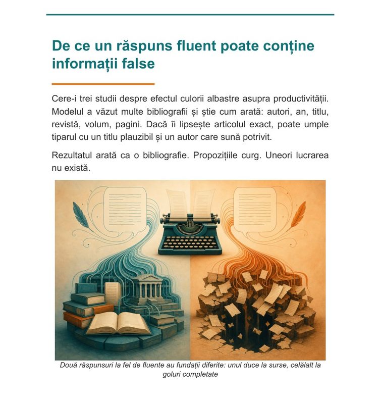 Fragment din Lecția 2: de ce un răspuns fluent poate conține informații false