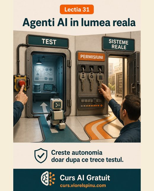 Coperta lecției 31: Agenți AI în lumea reală: ce funcționează și unde merită