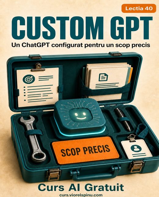 Coperta lecției 40: Custom GPT — un ChatGPT configurat pentru un scop precis
