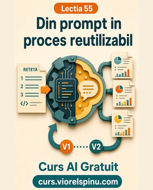 Coperta lecției 55: De la prompt la proces: construiește rețete reutilizabile cu AI