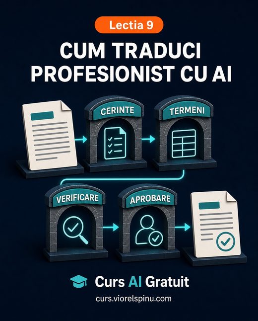 Coperta lecției 9: Cum traduci profesionist cu AI
